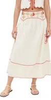 Never Fully Dressed Pollenca Embroidered Cotton Midi Skirt