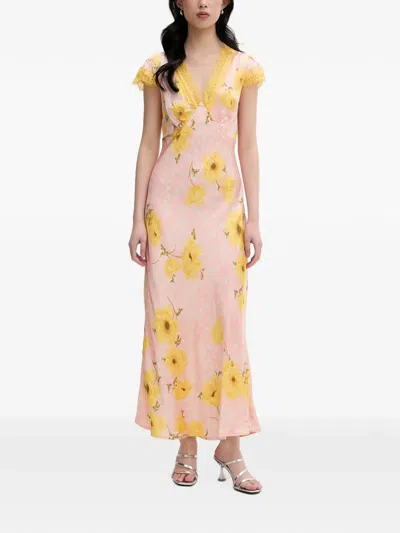 Never Fully Dressed Poppy Olivia Lace-trimmed Floral-print Dress In Pink