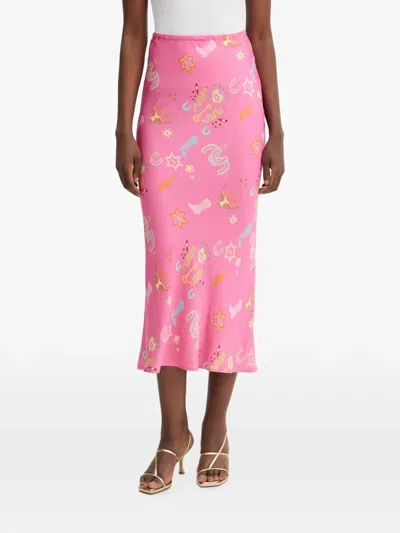 Never Fully Dressed Printed Midi Skirt In Pink