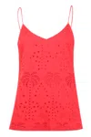 Never Fully Dressed Red Broderie Cami Top In Red