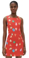 Never Fully Dressed Seashell-print Bow-back Mini Dress