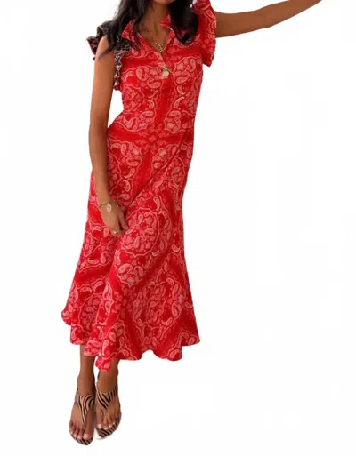 Never Fully Dressed Remi Dress With Leopard Sleeve In Red Bandana In Multi