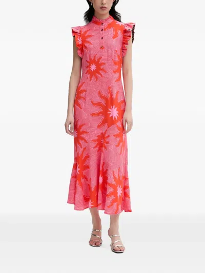 Never Fully Dressed Remi Midi Dress In Pink