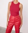 Never Fully Dressed Deep Red Vegan Leather Trousers In Red