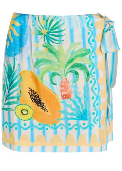 Never Fully Dressed Rio Printed Woven Mini Wrap Skirt In Multi