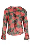 Never Fully Dressed Rose Chiffon Tie Front Blouse In Multi