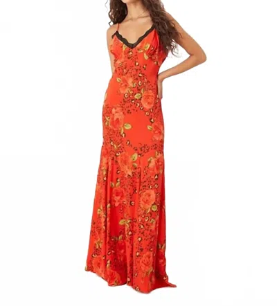 Never Fully Dressed Rosie Slip Maxi Dress In Red Rose In Orange