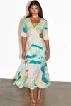 Never Fully Dressed Sage Lyra Poppy Midi Dress In Multi