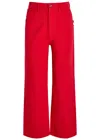 Never Fully Dressed Scallop Cropped Wide-leg Jeans In Red
