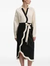 Never Fully Dressed Scallop-detail Wrap Blouse In Neutral
