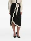 Never Fully Dressed Scallop-hem Tie-waist Midi Skirt In Black