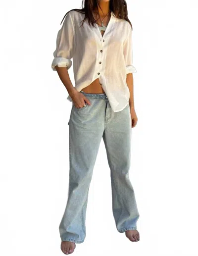 Never Fully Dressed Scallop Wide Leg Jeans In Blue