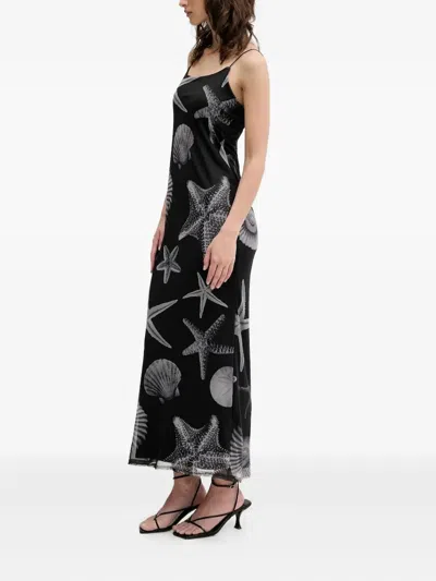NEVER FULLY DRESSED SEA-LIFE PRINT SLIP MIDI DAY DRESS