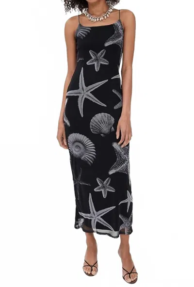 Never Fully Dressed Sea-life Print Slip Midi Day Dress In Black