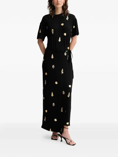 Never Fully Dressed Seashell-print Maxi Dress In Black