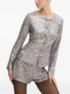 Never Fully Dressed Sequin-embellished Button-down Top In Silver
