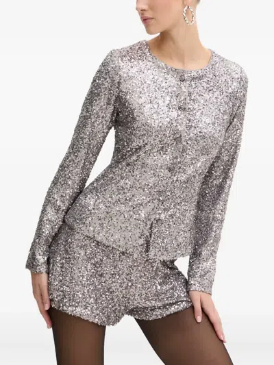 NEVER FULLY DRESSED SEQUIN-EMBELLISHED BUTTON-DOWN TOP