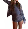 Never Fully Dressed Sequin Hot Bottom In Grey Silver In Animal Print