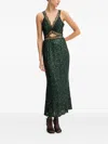 Never Fully Dressed Sequin Lace-detail Midi Dress In Green