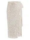 Never Fully Dressed Sequin Wrap Asymmetric Skirt In White