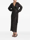 Never Fully Dressed Sequinned Wrap Dress In Black