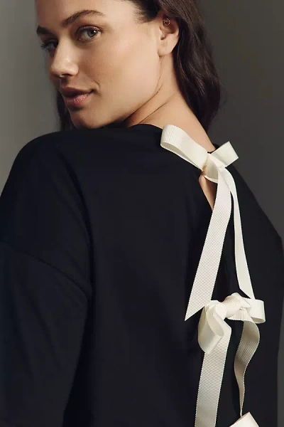 Never Fully Dressed Short-sleeve Bow-back Top In Black