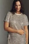 Never Fully Dressed Short-sleeve Sequin Top In Silver