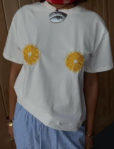 Never Fully Dressed Short Sleeve T-shirt In Orange In White