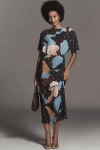 Never Fully Dressed Short=sleeve Boat-neck Midi Dress In Multi