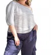Never Fully Dressed Silver Plisse Tilly Top - Plus Size In Gray
