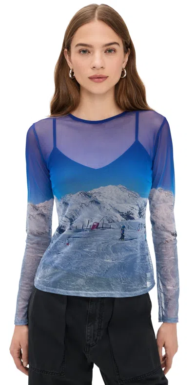 Never Fully Dressed Ski Slopes Mesh Long Sleeve Top Blue