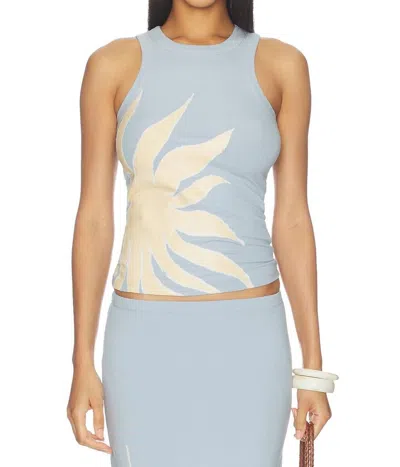 Never Fully Dressed Sol Ribbed Tank Top In Ice Blue In Multi