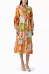 Never Fully Dressed Soller Midi Dress In Multi In Orange