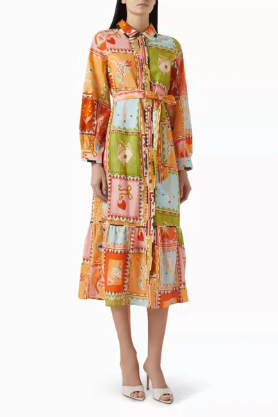 NEVER FULLY DRESSED SOLLER MIDI DRESS IN MULTI