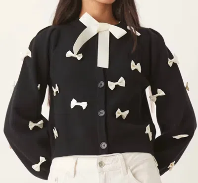 Never Fully Dressed Sophia Bow Cardigan In Black