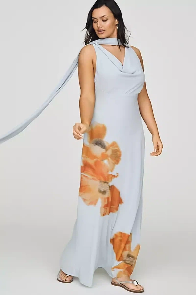 Never Fully Dressed Sophie Plus Scarf Midi Dress In Blue