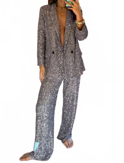 Never Fully Dressed Sophisticated Sequins Blazer In Grey In Gray