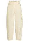 Never Fully Dressed Studded Barrel-leg Jeans In Metallic