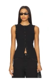 Never Fully Dressed Studded Button Tank In Black