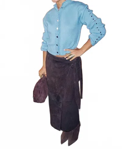 Never Fully Dressed Suede Wrap Skirt In Brown