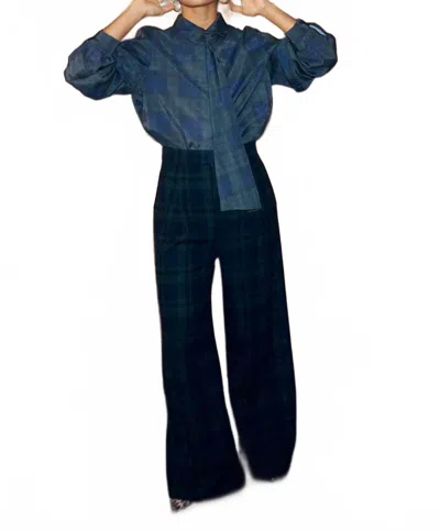 Never Fully Dressed Tartan Sophie Trousers In Blue