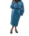 Never Fully Dressed Teal Vegan Leather Jaspre Skirt - Plus Size
