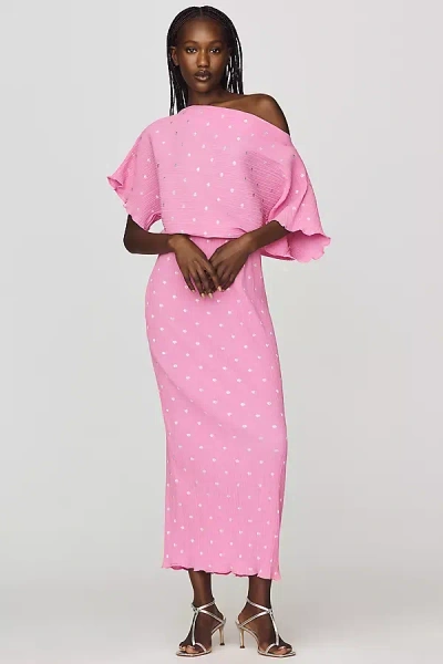 Never Fully Dressed Tilly Draped Midi Dress In Pink