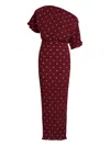 Never Fully Dressed Tilly One-shoulder Polka-dot Maxi Dress In Red
