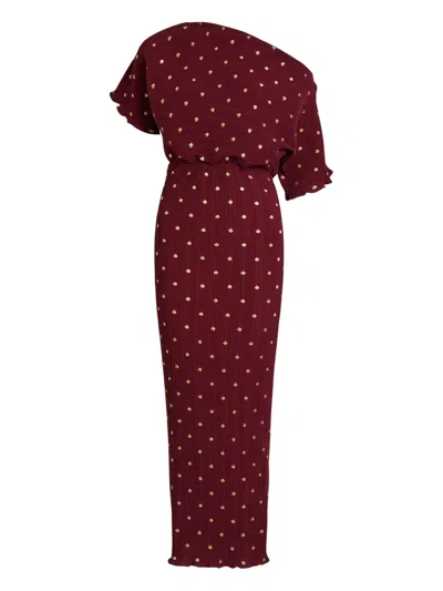 NEVER FULLY DRESSED TILLY ONE-SHOULDER POLKA-DOT MAXI DRESS