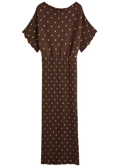 Never Fully Dressed Tilly Off Shoulder Midaxi Dress In Brown