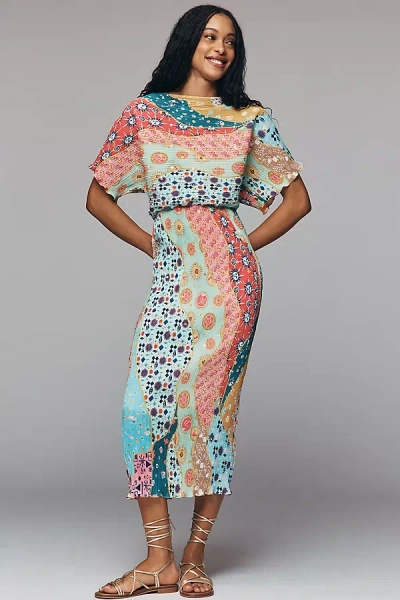 Never Fully Dressed Tilly Short-sleeve Off-shoulder Maxi Dress In Multi