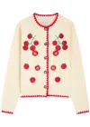 Never Fully Dressed Tomato Embroidered Knit Cardigan In White
