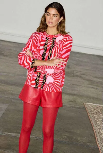 Never Fully Dressed Valentina Animal Cardigan In Red