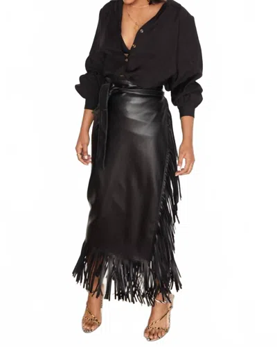 Never Fully Dressed Vegan Leather Fringe Jaspre Skirt In Black